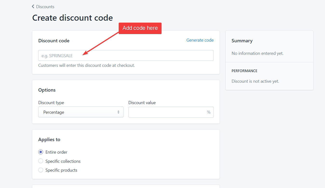 Shopify Coupon Code Creation